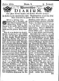 Titelseite der Ausgabe Nr. 1, 3. Januari 1722