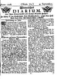 Titelseite der Ausgabe Nr. 71, 4. September 1726
