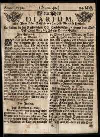 Titelseite der Ausgabe Nr. 42, 24. Mai 1732